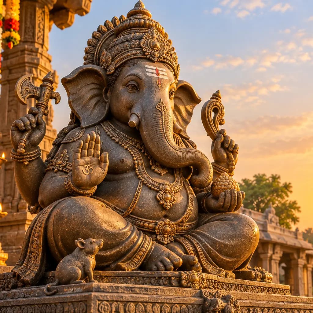 Golden-Hour Ganesha at the Temple